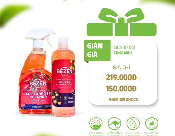 Combo Bộ Đôi Cùng Màu Bezen Sinh Học: Tẩy Đa Năng 720ML & Rửa Chén 500ML